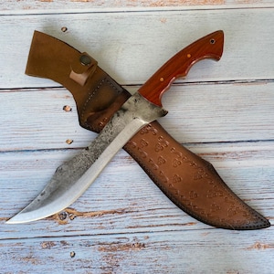 Custom Handmade Machete 5160 Forged Steel Blade Full Tang With Leather Sheath for Camping Hunting Best Gift for Him