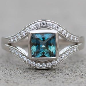 Natural Blue Zircon Ring-14K Gold blue zircon Band-18K Engagement Band-Gold Wedding Band Ring-Anniversary Gift for Wife-Sterling Silver Ring