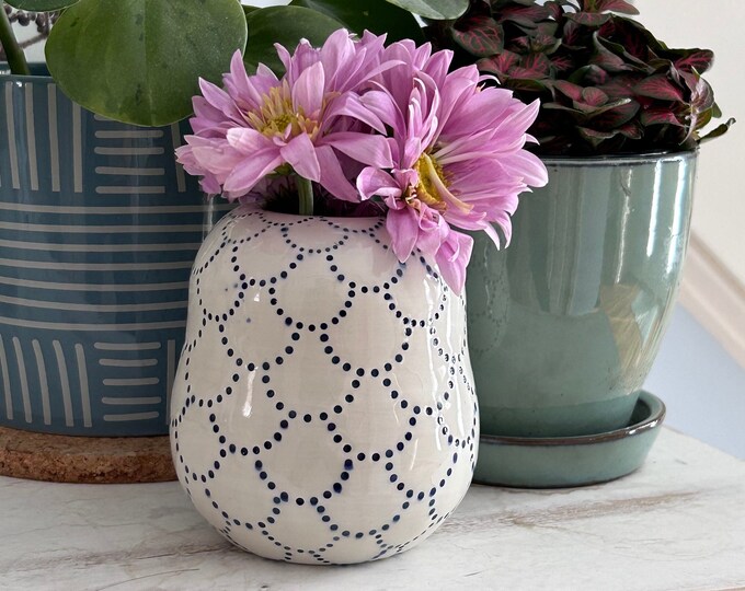 Blue Dottie Bud Vase