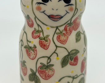 Strawberry Patch Lady Vase