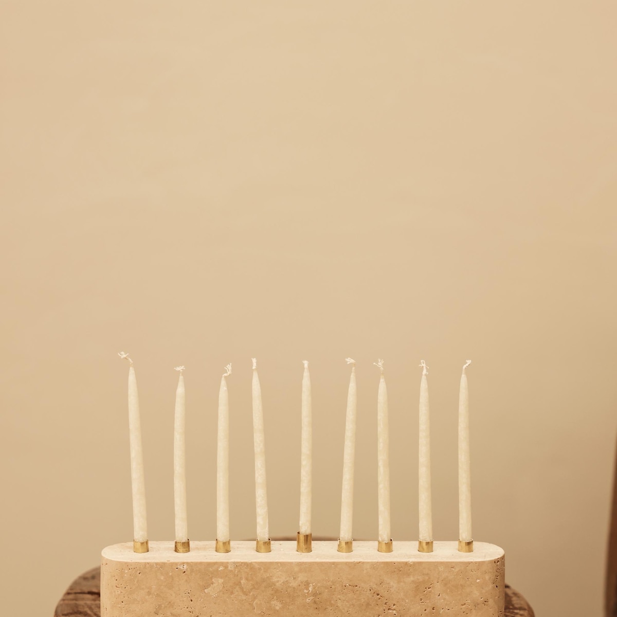 Travertine Candle Menorah | Hanukkah Menorah - Etsy