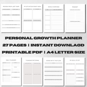 Digital Personal Growth Planner, Printable Self-Improvement Journal, Mental Health PDF, Mindfulness Planner, Self-Development Journal