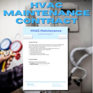 HVAC Maintenance Contract, Preventative Maintenance Service Agreement, Service Agreement Forms, Printable PDF Templates