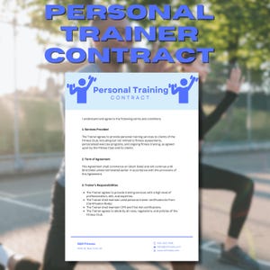 Personal Trainer Agreement, Personal Training Business Contract, Editable Fitness Services Forms, Fitness Invoice Template, PDF File