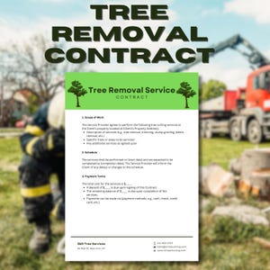 Tree Service Company Agreement, Arborist Service Contract, Estimate, Tree Removal Terms & Conditions, Printable PDF File