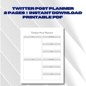 Twitter Post Planner, Digital Social Media Planner, Printable Content Planner, Twitter Post Organizer PDF, Content Strategy for Twitter