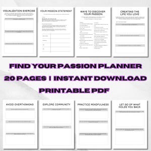 Find Your Passion Planner PDF, Digital Personal Development Journal, Printable Awakening Journal, Life Coaching Worksheet, Self-Care Pages