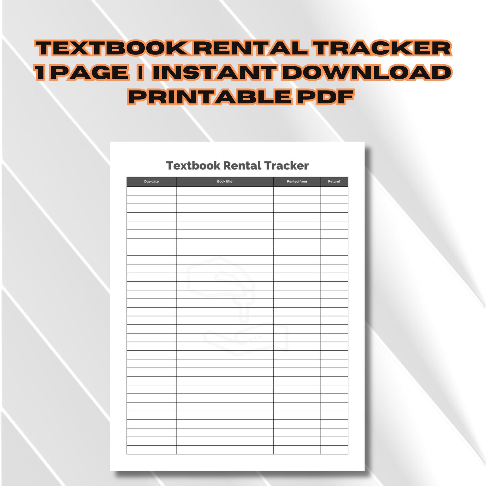 Printable Textbook Rental Tracker, College Book List (PDF) - Etsy