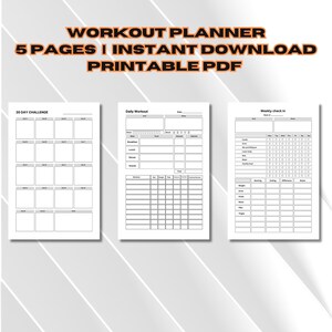 Workout Planner, Printable Health and Fitness Journal, Digital Workout Tracker, Workout Log PDF, Fitness Planner, Workout Planner, Meal Plan