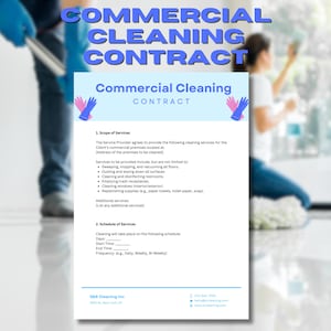Customizable Cleaning Service Contract, Professional Commercial Cleaning Agreement Template, Janitorial Office Cleaning Services Agreement