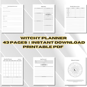 Digital Witchy Planner, Witch's journal, Tarot tracker, Printable Astrology planner, Witchcraft Planner, Grimoire journal PDF, Mystic Pages