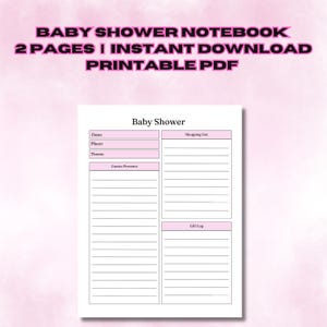 Baby Shower Notebook, Digital Baby Shower Planning Guide, Baby Shower Checklist PDF, Printable Baby Shower Planner, Perfect Baby Shower Plan