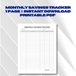 Monthly Savings Tracker PDF, Money Management Template, Printable Budget Organizer, Financial Planning Template, Digital Expense Tracker