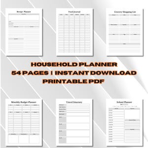 Printable Household Planner, Family Budget Template, Cleaning Schedule, Home Management PDF, Digital Life Organizer, Household Management