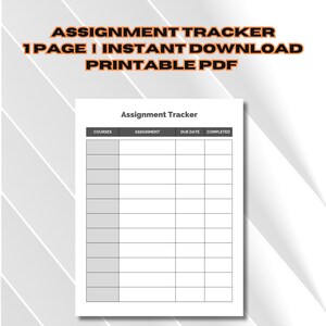 Printable Assignment Tracker, College Assignment Organizer, Digital Homework Log, Study Task Planner PDF, University Assignment Manager