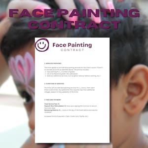 Face Painting Agreement Template, Editable Face Painter Contract, Legal Business Forms for Face Painters, Printable PDF File