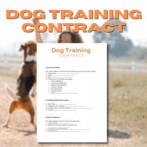 Customizable Dog Training Agreement Template, Pet Training Service Contract, Dog Training Forms, Instant Download, Printable PDF File