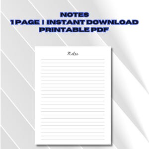 Printable Notes Page, Lined Notes Template PDF, Note-Taking Sheet, Digital Notes Planner Insert, Fillable Writing Paper, Instant Download