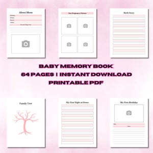 Printable Baby Memory Book, Keepsake Record Book for Newborns PDF, Gift for Moms-To-Be, Digital Baby Milestone Book, Journal for New Parents