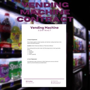 Vending Machine Service Contract Template, Vending Machine Agreement, Vending Machine Rental Forms Template, Vending Lease Management PDF