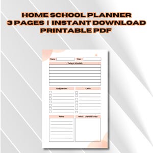 Printable Homeschool Planner, Academic Lesson Organizer, Home School Teacher Journal, Daily Schedule PDF, Digital Chores Planner