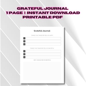 Digital Grateful Journal, Daily Thankfulness Diary, Printable Gratitude Log, Weekly Gratitude Journal Template PDF, Gratitude Worksheet