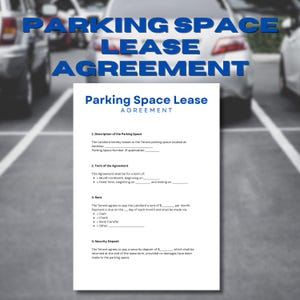 Digital Parking Space Lease Agreement, Parking Rental Contract Form, Customizable Parking Lease Contract Template, Printable PDF File