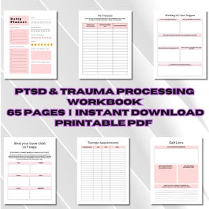 PTSD & Trauma Processing Workbook, Printable PTSD Worksheets, Digital Trauma Processing Journal Prompts, Post Trauma Therapy Tools PDF