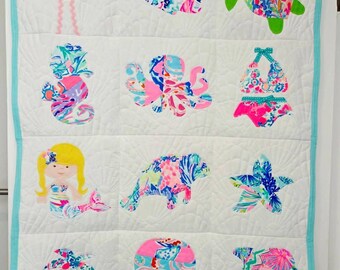 Take Me to the Beach Baby Blanket made with authentic Fabric