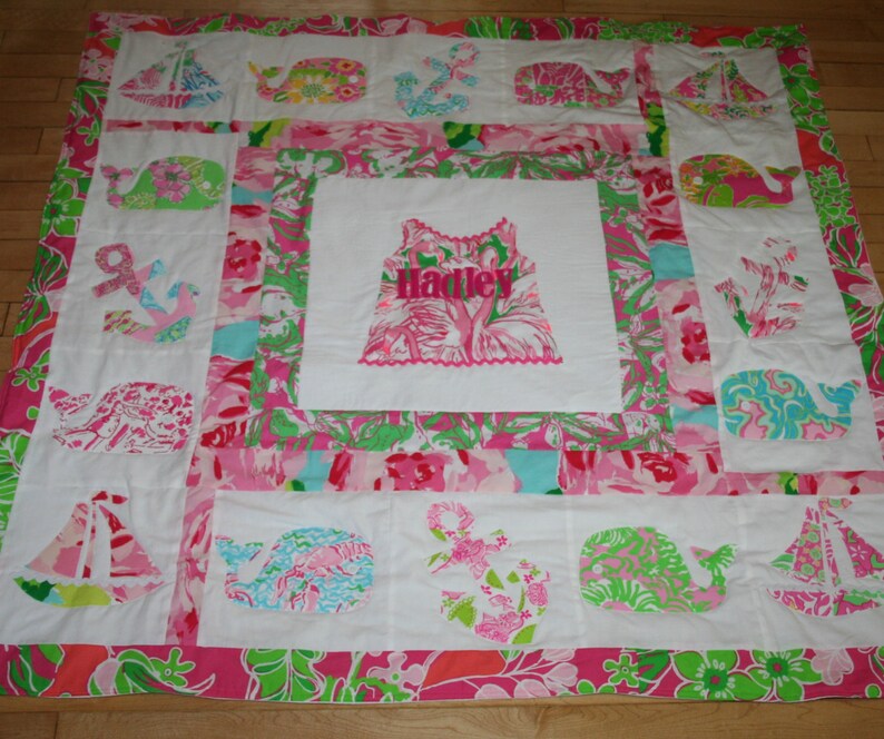 A Little Bit Of Everything Personalized Quilt Made With Lilly Pulitzer Fabric Home Living Blankets Throws 330 Co Il