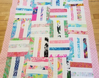 Beach stripe quilt made with authentic fabric