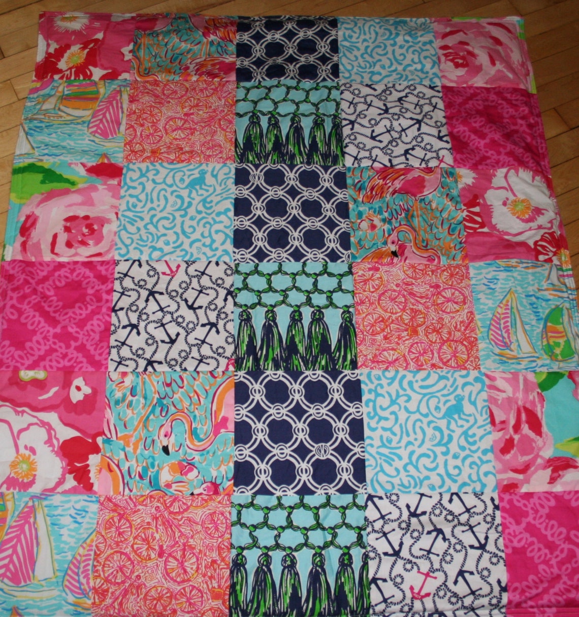 Baby size patch quilt Made with Lilly fabrics Etsy