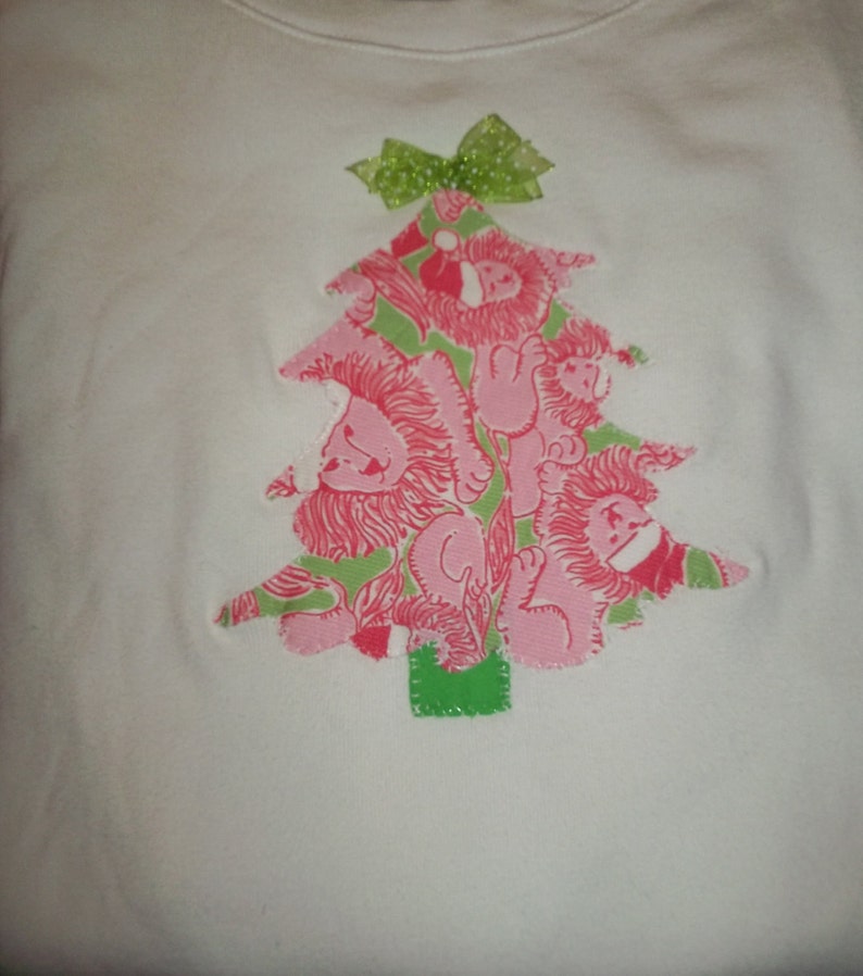 Ladies Christmas Tree top made with Lilly Santa lion fabric Etsy