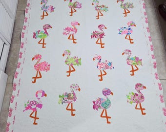 Flamingo quilt made with authentic fabric