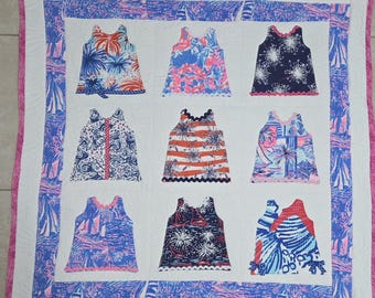 Patriotic 4th of July America's 250 shift dress quilt made with authentic Lilly fabric