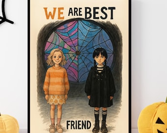 Wednesday Addams & Enid Poster, BFF Wall Art Print, Best Friends Digital Download