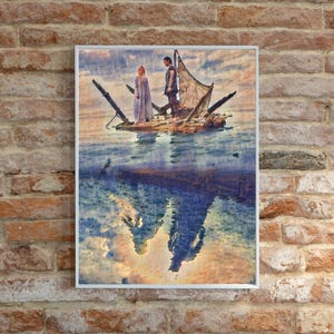 Halbrand And Galadriel, Sauron and Galadriel Water reflection oil Painting, Digital Prints