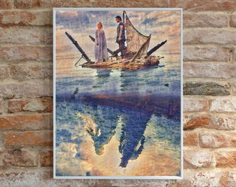 Halbrand And Galadriel, Sauron and Galadriel Water reflection oil Painting, Digital Prints