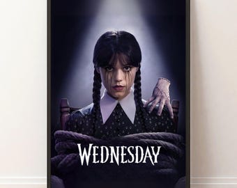 Wednesday Addams Poster, Jenna Ortega Wall Art, Digital Download, Gothic Girl Room Decor, Netflix Fan Art Print, Spooky Aesthetic Artwork