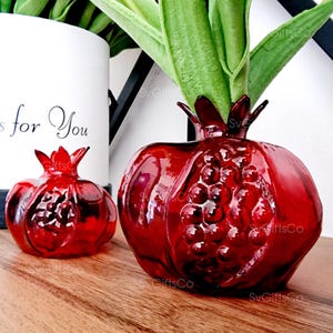 Glass Pomegranate, Glass Vase Red Pomegranate, Flower Vase, Decorative Ornaments Modern Home Decoration