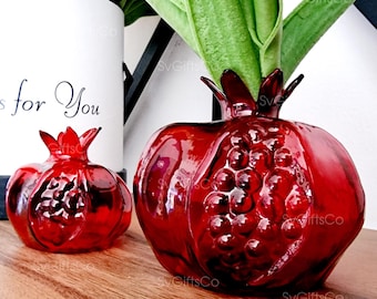 Glass Pomegranate, Glass Vase Red Pomegranate, Flower Vase, Decorative Ornaments Modern Home Decoration
