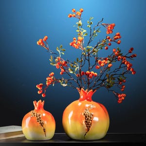 Ceramic Pomegranate, Ceramic Vase Red Pomegranate, Flower Vase, Decorative Ornaments Modern Home Decoration