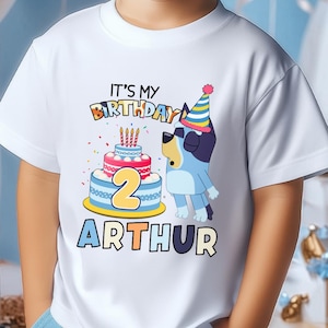 Personalized Blue Birthday Boy Shirt Custom Blue Birthday Boy Shirt Blue Dog Birthday Tshirt Blue Dog Birthday Party Shirt Birthday Outfit