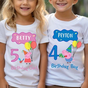 Pig Birthday Shirt, Custom Pink Pig Birthday Shirt, Piglet Family Tees, Pepa Birthday Party Shirt, Personalized Toddler Birthday Girl Outfit
