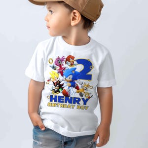Custom Sonic Birthday Boy Shirt, Sonic Birthday Tee, Sonic Family Birthday Tee, Matching Shirt Sonic, Birthday Gift, Personalized Sonic Tee