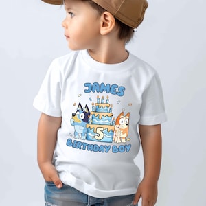 Personalized Blue Birthday Boy Shirt Custom Blue Birthday Boy Shirt Blue Dog Birthday T-Shirt Blue Dog Birthday Party Shirt Birthday Outfit