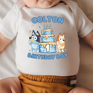 Personalized Blue Birthday Boy Shirt Custom Blue Birthday Boy Shirt Blue Dog Birthday T-Shirt Blue Dog Birthday Party Shirt Birthday Outfit