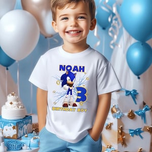 Custom Sonic Birthday Boy Shirt, Sonic Birthday Tee, Sonic Family Birthday Tee, Matching Shirt Sonic, Birthday Gift, Personalized Sonic Tee