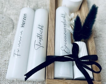 Small sympathy gift | Mourning set | Wooden memorial candle with vase and flowers | Angel | Bereaved | Condolences | Sympathy | Remembrance