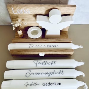 Trauergeschenk Personalisiert Trauerkerze Schutzengel  Trauergeschenk Geschenk Todesfall Anteilnahme Beileid Trostlicht Trauer Beerdigung